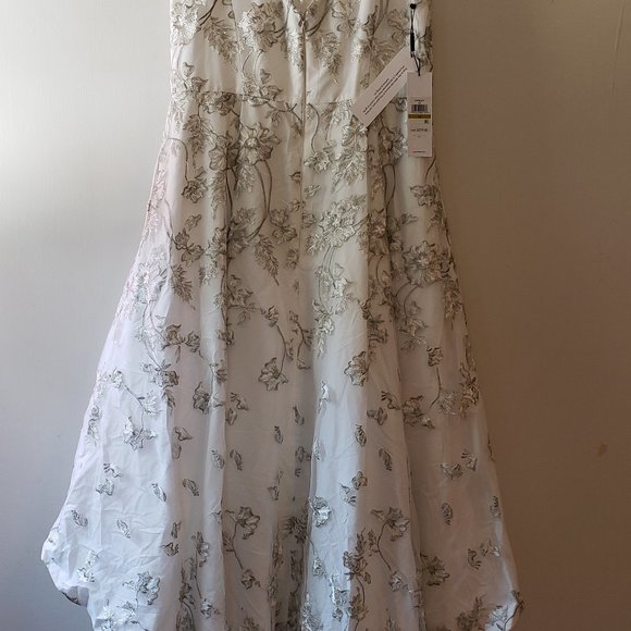 Calvin Klein Women's Metallic High Low Gown Dress - Picture 2 of 8